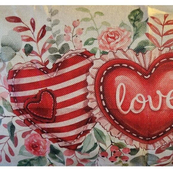 Valentines Day Throw Pillow Cover Decorative Accent Case Floral Heart Decor - Picture 4 of 9